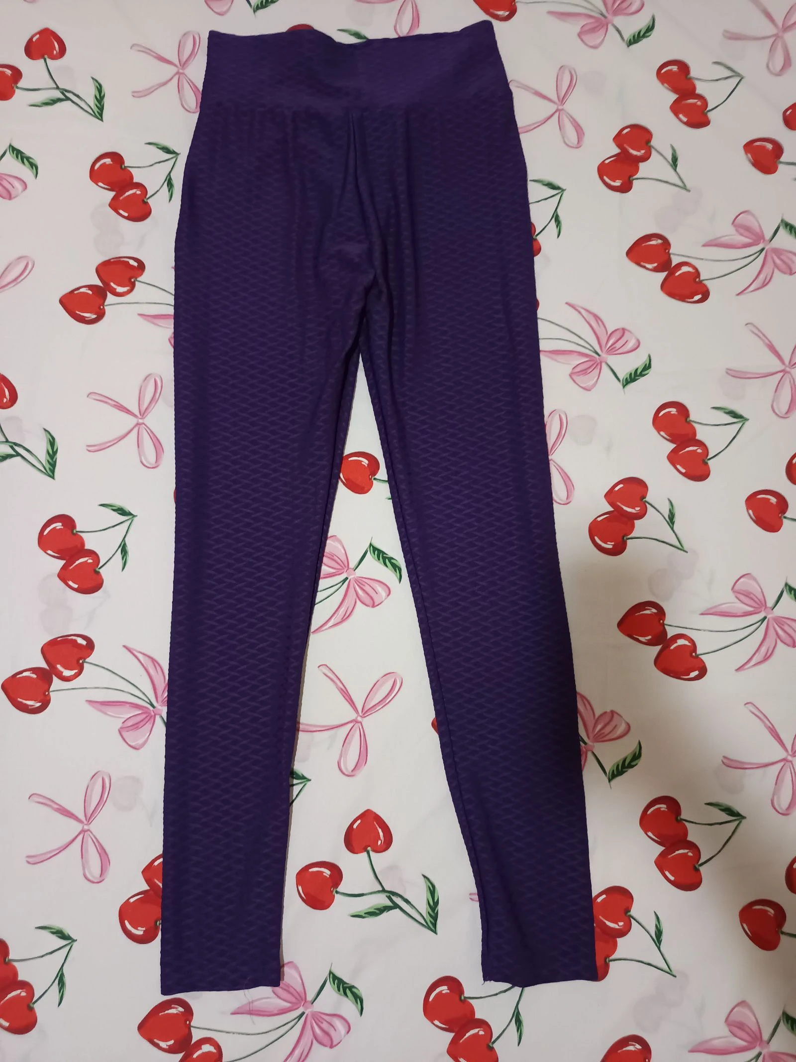 Leggings Morados Push Up Textura Rombos 3D - Talla L (Nuevo)